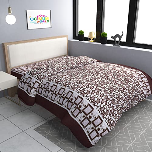 Morado Double Bed Woolen Fabric 210 Tc Geometric Quilt Cover/Duvet Cover/Rajai Cover/Blanket Cover for Winters (90X100 Inches, Brown) - Zipper - Image 1