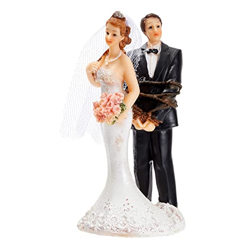 Juvale Funny Wedding Cake Topper Bride Tied Up Groom Couple Figurine Decorations 26 x 46 x 23 In Wedding Cake Toppers - Image 1