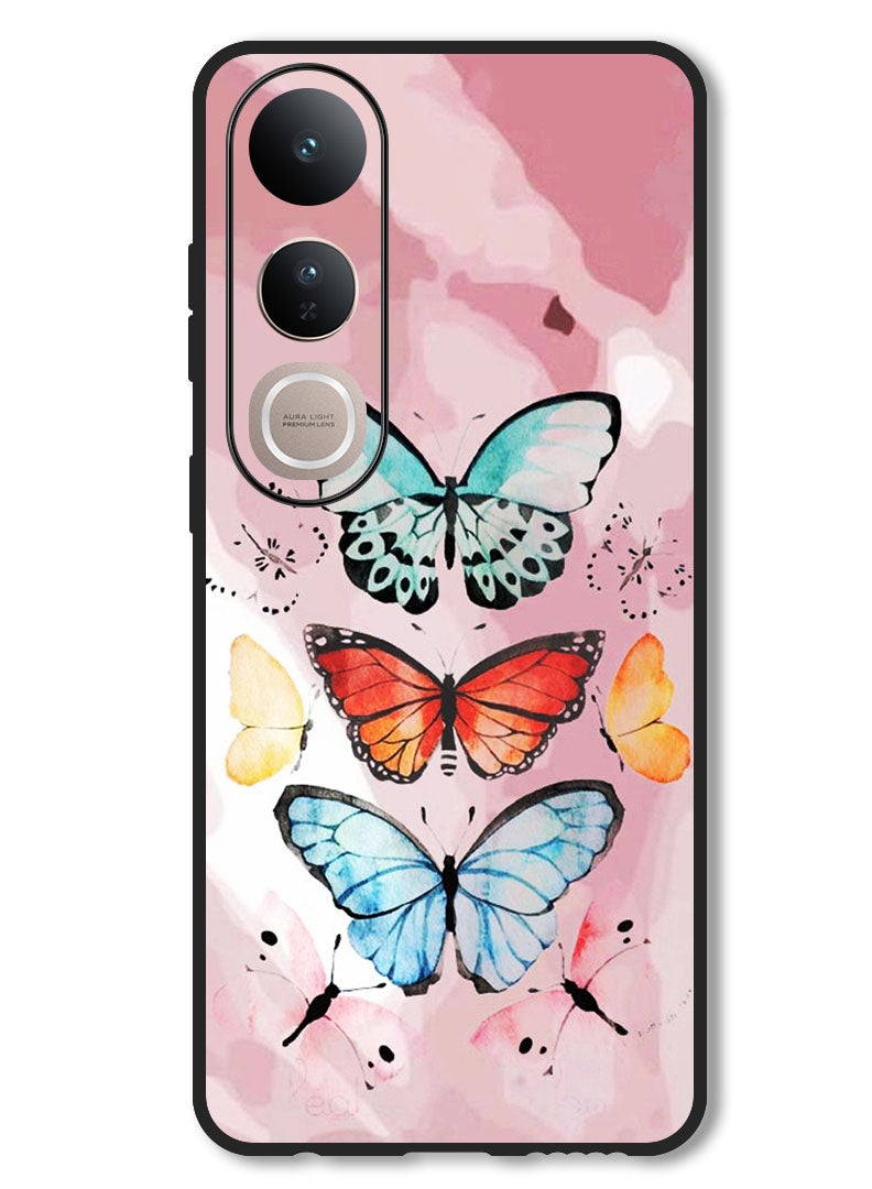 Theodor Case Compatible with Vivo V50 Lite Protection Shockproof Bumper Cover Butterflies (2) - Image 1