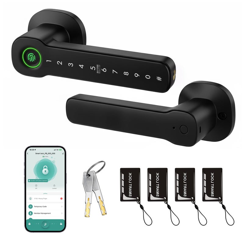 Leydebong Smart Door Lock with Fingerprint IC Card and Keypad 5in1 Keyless Entry Electronic Door Lock with App Control Easy Installation for Home Office Bedroom Apartment - Image 2
