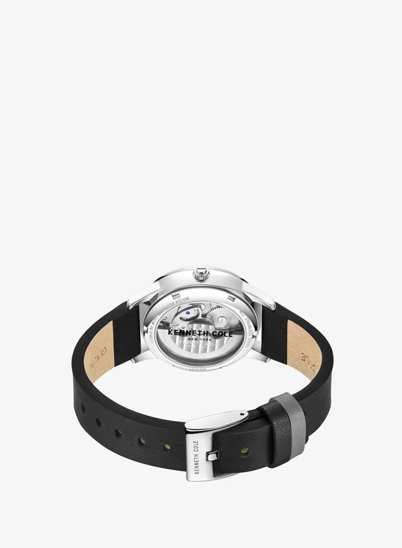 Kenneth Cole New York  36mm Automatic Women's Watch with Black Genuine Leather Strap for Women | Best Price UAE