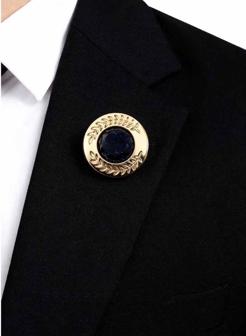 DB Innov. Brooch, Golden Engraved Flower Pin Brooch, Shiny Pin Brooch for Women Men Children, Circle Lapel Pins Shirt Collar Brooch Buckle Lapel Pins Badge Suit Clip Accessory for Clothing Bags Jackets Shirts. - Image 1