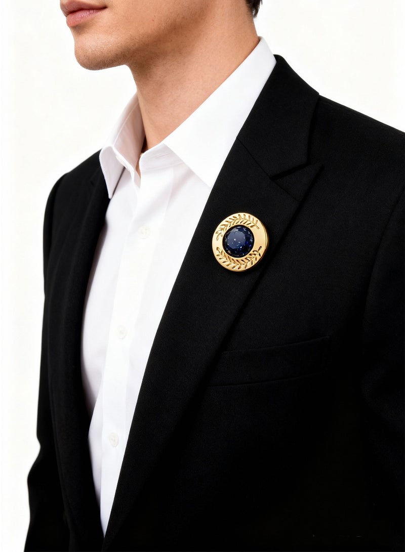 DB Innov. Brooch, Golden Engraved Flower Pin Brooch, Shiny Pin Brooch for Women Men Children, Circle Lapel Pins Shirt Collar Brooch Buckle Lapel Pins Badge Suit Clip Accessory for Clothing Bags Jackets Shirts. - Image 2