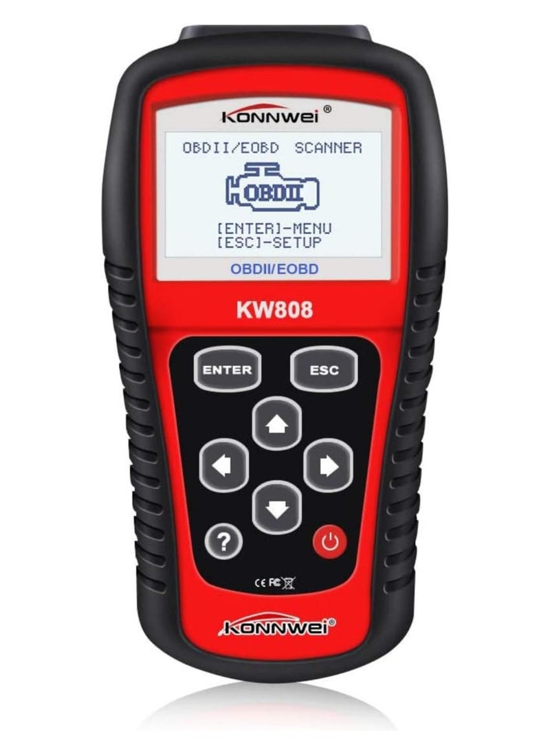 كونوي ماسح ضوئي تشخيصي للسيارة KW808 Obd2 - قارئ رمز EOBD/OBDII لجميع المركبات عام 1996+، ودعم بروتوكول CAN، وبث البيانات المباشر، وجاهزية الانبعاثات، وبيانات إطار ا  - Image 1