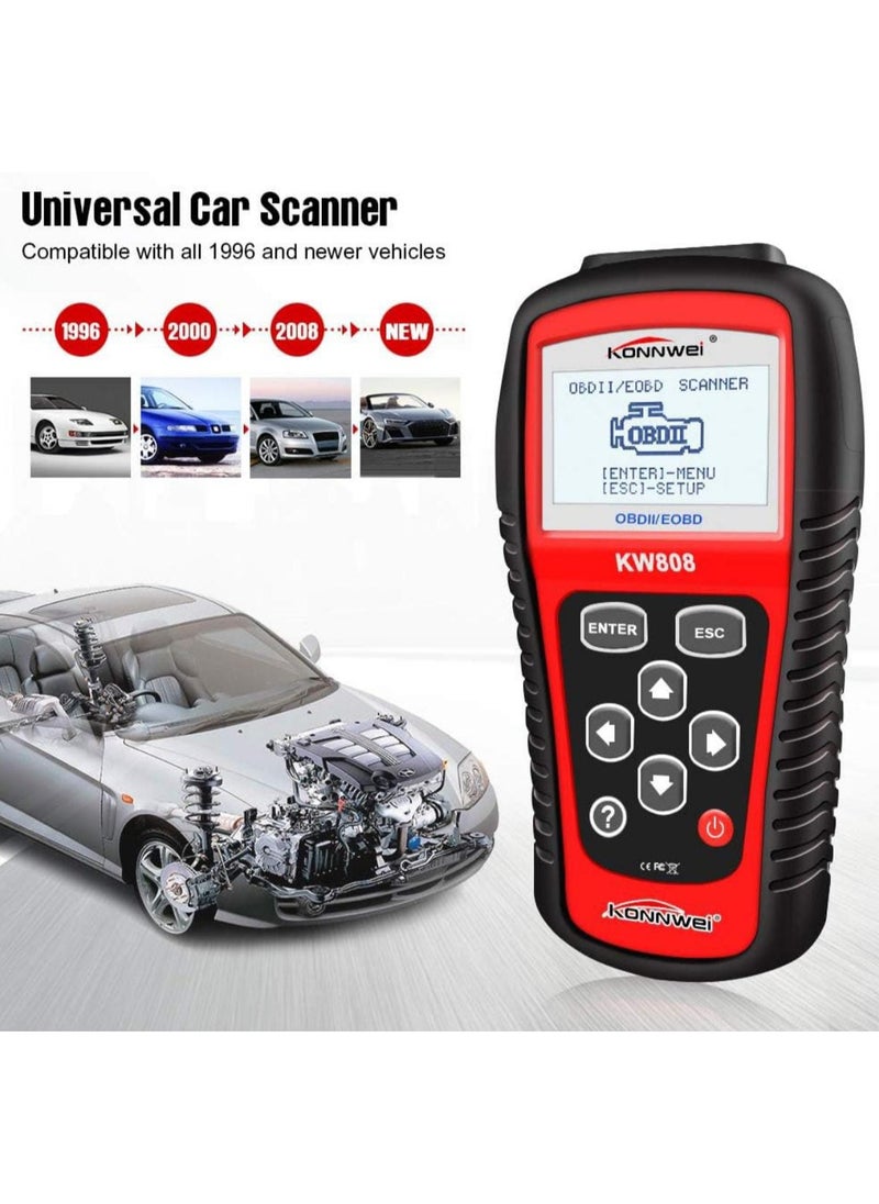 كونوي ماسح ضوئي تشخيصي للسيارة KW808 Obd2 - قارئ رمز EOBD/OBDII لجميع المركبات عام 1996+، ودعم بروتوكول CAN، وبث البيانات المباشر، وجاهزية الانبعاثات، وبيانات إطار ا  - Image 2