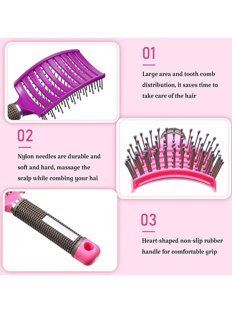 KASTWAVE Hair Brush, Curved and Vented Detangling Hair Brush for Long, Thick, Thin, Curly Tangled, Wet Dry Hair Detangler, Women, Men, Comb Barber Hairdressing Styling Tools 2 Pack (Black, Red) - Image 5