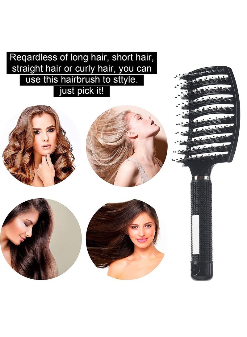 KASTWAVE Hair Brush, Curved and Vented Detangling Hair Brush for Long, Thick, Thin, Curly Tangled, Wet Dry Hair Detangler, Women, Men, Comb Barber Hairdressing Styling Tools 2 Pack (Black, Red) - Image 2