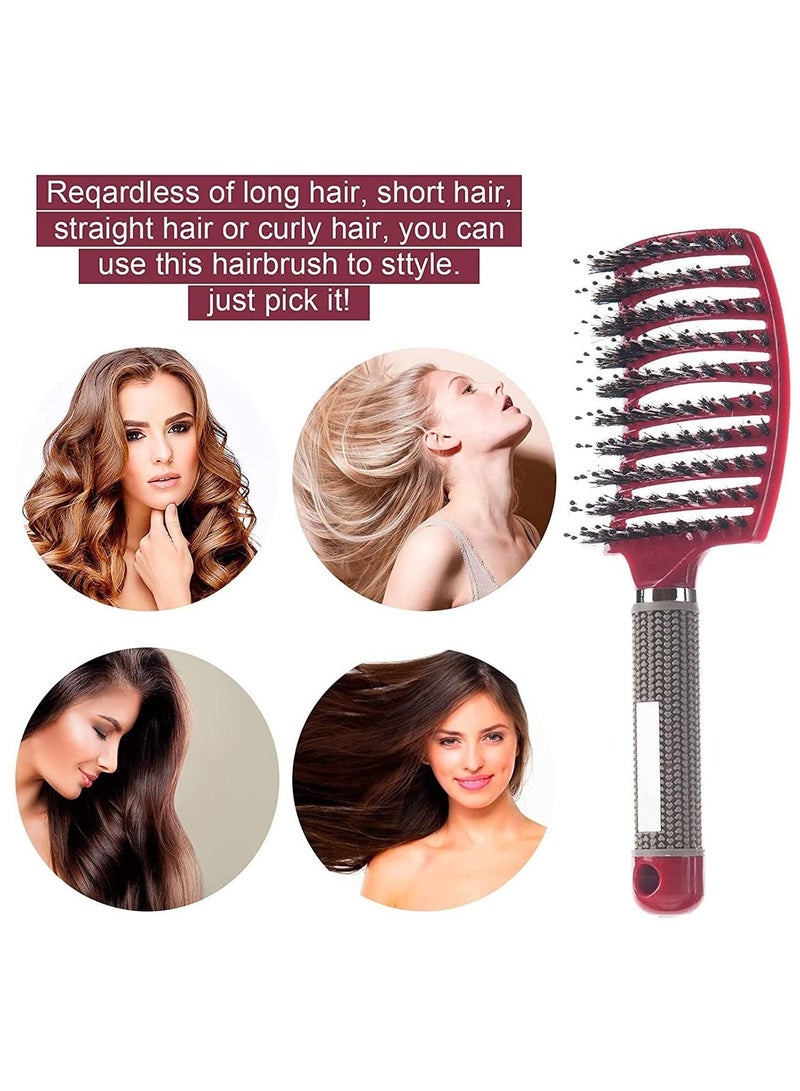KASTWAVE Hair Brush, Curved and Vented Detangling Hair Brush for Long, Thick, Thin, Curly Tangled, Wet Dry Hair Detangler, Women, Men, Comb Barber Hairdressing Styling Tools 2 Pack (Black, Red) - Image 3