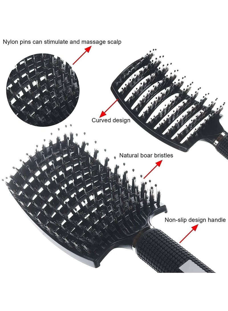KASTWAVE Hair Brush, Curved and Vented Detangling Hair Brush for Long, Thick, Thin, Curly Tangled, Wet Dry Hair Detangler, Women, Men, Comb Barber Hairdressing Styling Tools 2 Pack (Black, Red) - Image 4