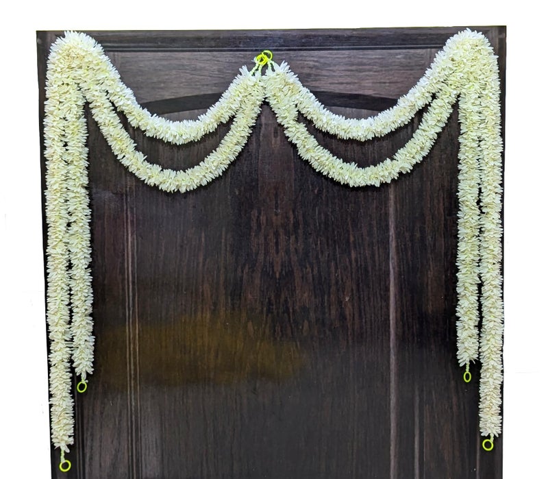 afarza Garland Toran for Door Hanging Entrance Decoration Bandarwal Handmade Festival Wedding Backdrop Haldi Mehndi Home Decor 4 Pieces (White) - Image 5
