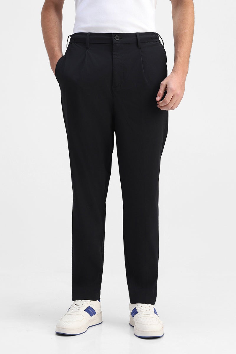 SNITCH Black Solid Relaxed Casual Trousers - Image 5