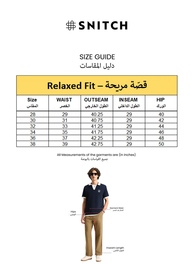 Snitch Black Black Solid Relaxed Casual Trousers for Men | Best Price UAE