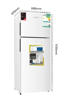 AURORA 396L Double Door Refrigerator, 295L Fridge, 101L Freezer, Electronic Control, Automatic Defrost, Energy Efficiency SASO D Class, 42dB Noise Level, 2 Adjustable Glass Shelves, 4 Transparent Door Balconies, Inner Light, Lock & Key | Silver Color | Model No: AR-580RNK  - Image 2
