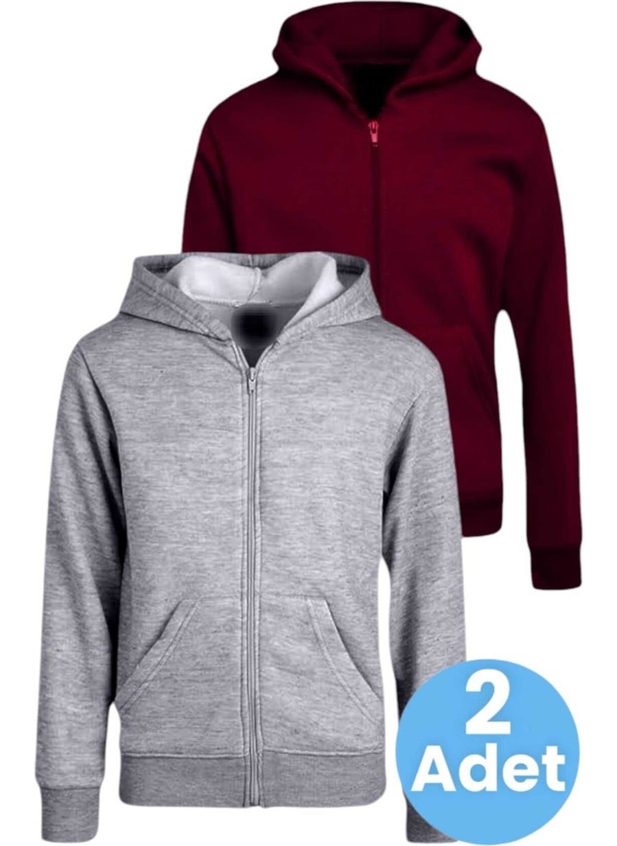Tezzgelsin - Kids Cotton Hooded Zippered Sweatshirt 2 Piece Set - Image 1