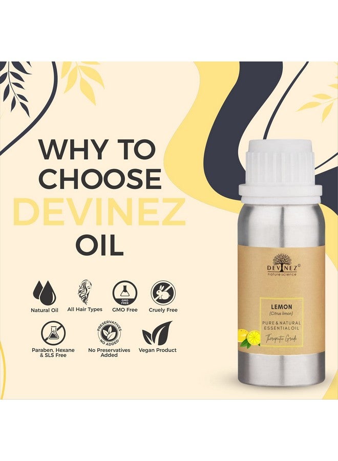 Devinez Lemon Cold Pressed Essential Oil, 100% Pure Natural & Undiluted Therapeutic grade for Face, Aromatherapy, Skin Pigmentation, Hair and Massage - 1000ml in Anodized Aluminum Bottle - Image 3