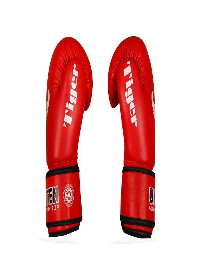 UNITEN Tiger Amateur Boxing Glove | Leather Gloves | Unisex Boxing Gloves (Red, 8 oz) - Image 5