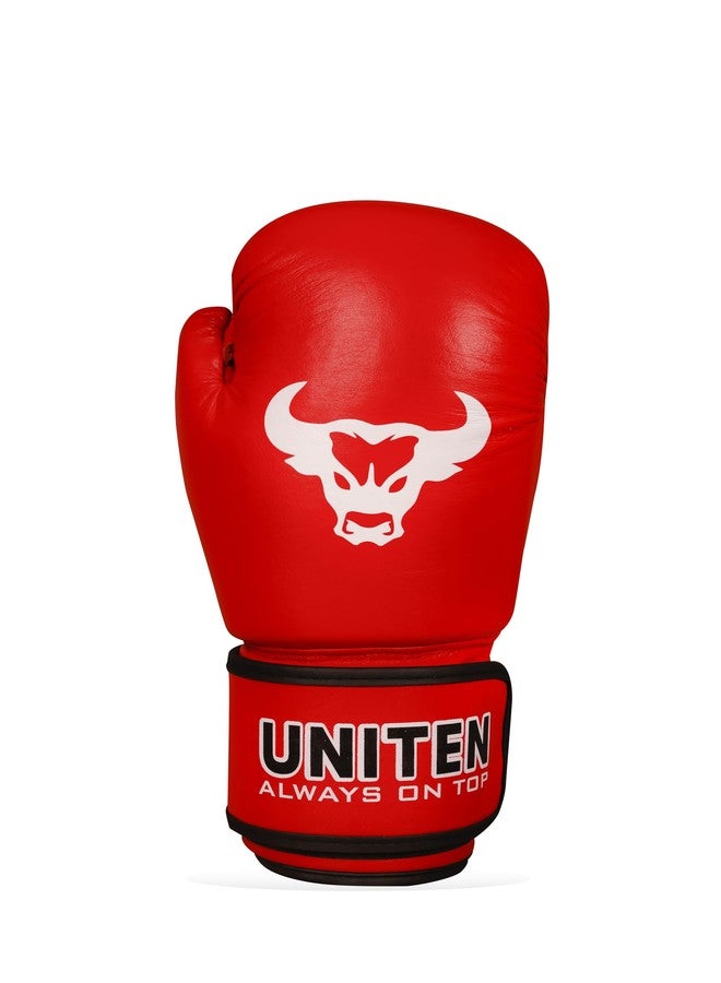 UNITEN Tiger Amateur Boxing Glove | Leather Gloves | Unisex Boxing Gloves (Red, 8 oz) - Image 2