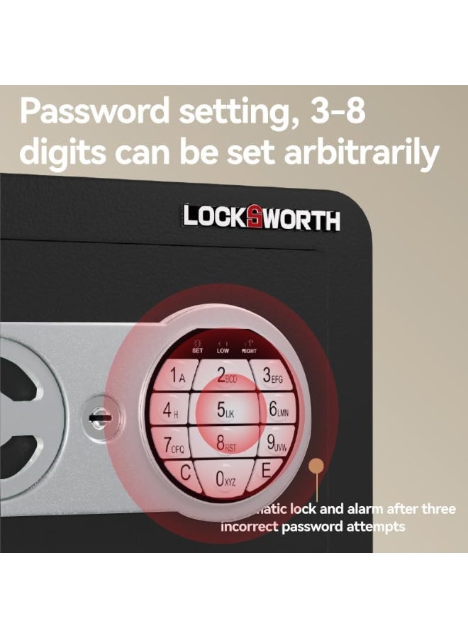 Locksworth White Safe Box with Digital Keypad & Backup Keys - 4.6L All-Steel Security Box for Cash, Jewelry & Documents, Anti-Rust, Compact 23x17x17cm for Home & Office - Image 4