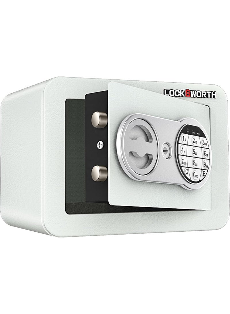 Locksworth White Safe Box with Digital Keypad & Backup Keys - 4.6L All-Steel Security Box for Cash, Jewelry & Documents, Anti-Rust, Compact 23x17x17cm for Home & Office - Image 1