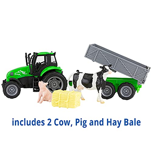 Breyer Horses Breyer Farms Tractor and TagaLong Wagon Playset 5 H x 11 L x 4 D Cow and Pig Included 132 Scale Model 59238 Green - Image 5