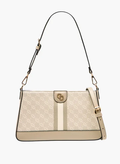 Celeste Women's Monogram Print Crossbody Bag with Flap Closure