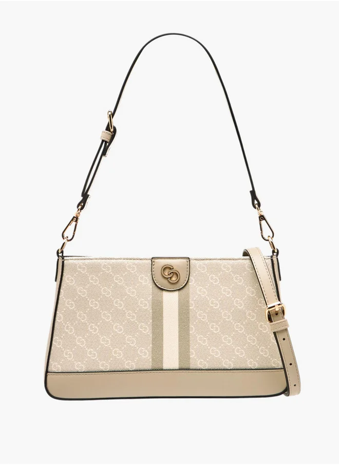 سيليست Women's Monogram Print Crossbody Bag with Flap Closure
