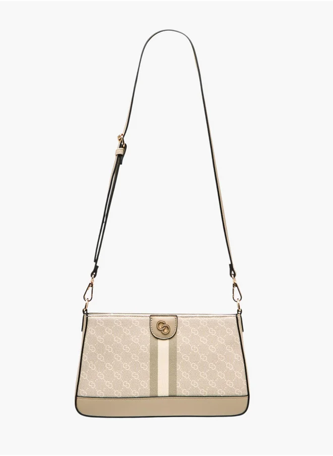 سيليست Women's Monogram Print Crossbody Bag with Flap Closure