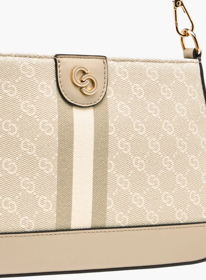 Celeste Women's Monogram Print Crossbody Bag with Flap Closure