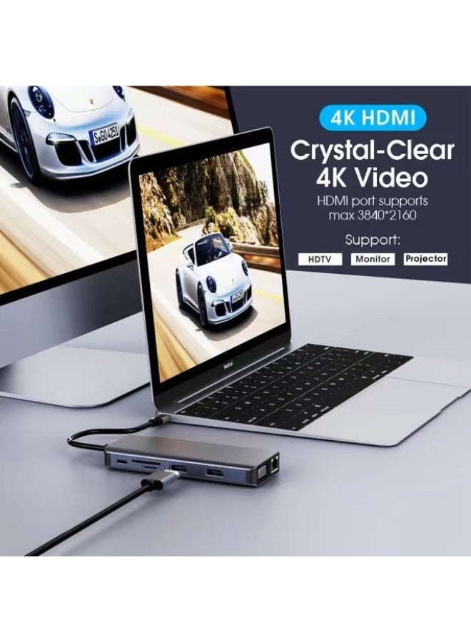 12-in-1 Type-C Hub - Dual HDMI and VGA Dual Display Support - Image 5