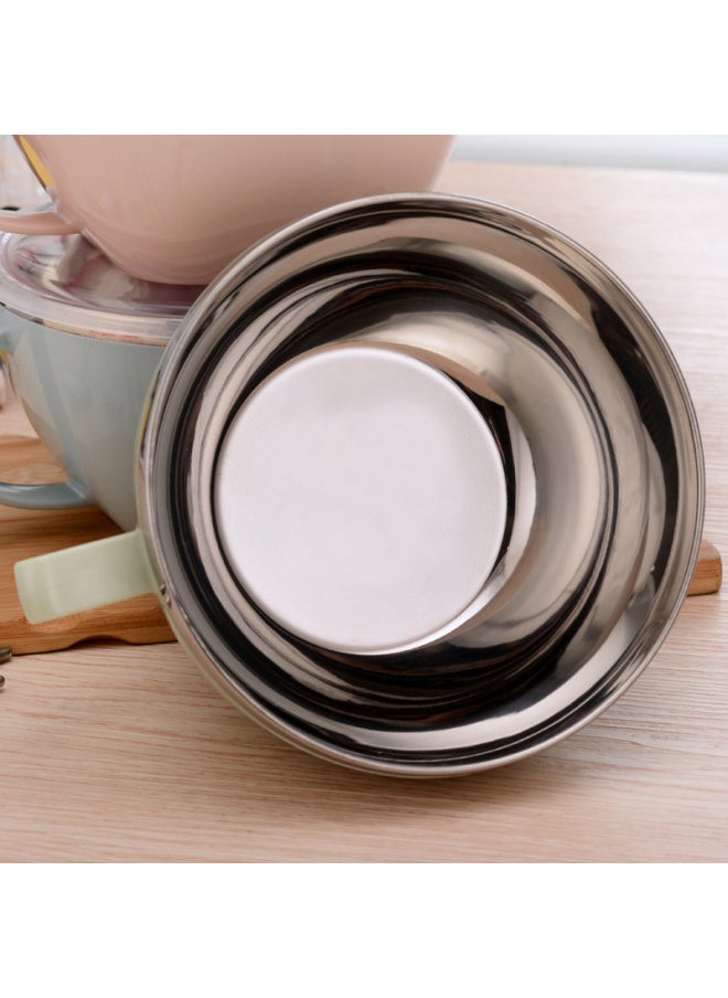 Generic - 304 Stainless Steel Instant Noodle Cup Instant Noodle Bowl With Lid Double Insulation Anti-scalding Bowl Student Dormitory Bowl-Specifications:17cm Instant Noodle Bowl-Color:Nordic Powder - Image 1