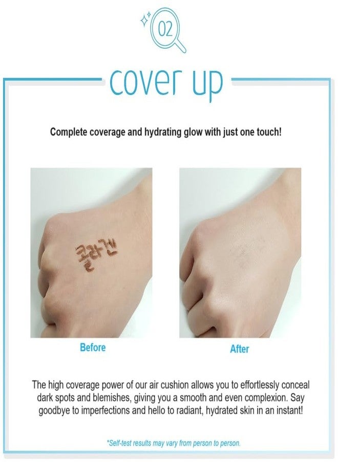 ENOUGH Collagen Aqua Air Cushion SPF 50, Full Coverage Hydrating Foundation Makeup, Tinted Moisturizer Sunscreen, Korean Skin Care Cosmetics for Women, Dewy Finish & Collagen Boost (#21 Natural glow) - Image 5