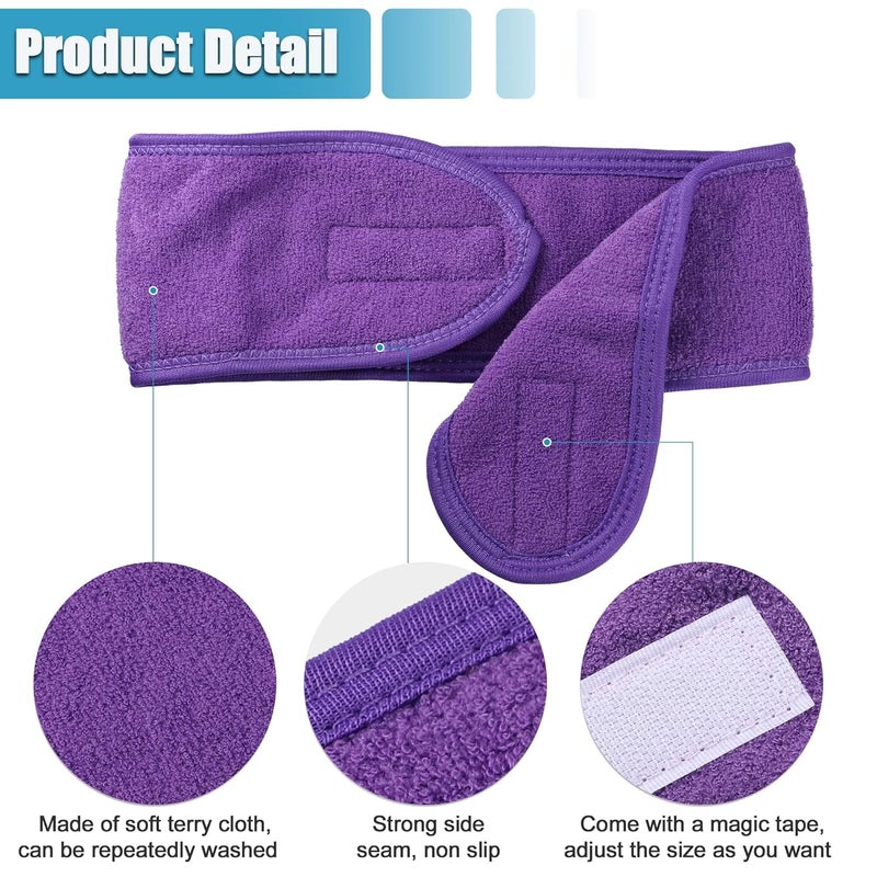 ZAUKY Zauky Makeup Headbands for Women Spa Headband Towels Soft Cotton Set of 5 - Image 3