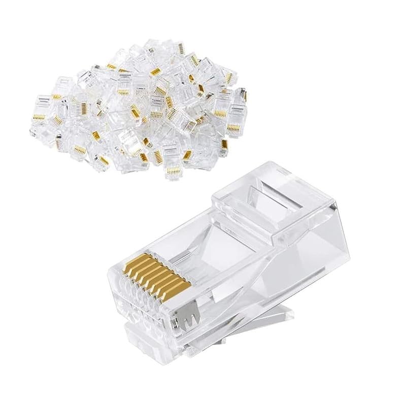 MX RJ45 Cat6 Pass-Through Connector RJ45 Ends, Cat5, Cat5e, Cat6 8P8C RJ45 Connector, Ethernet Cable Crimp Connectors UTP Network Plug Solid Wire and Standard Cable, LAN Crimp (PACK OF 50) - Image 1