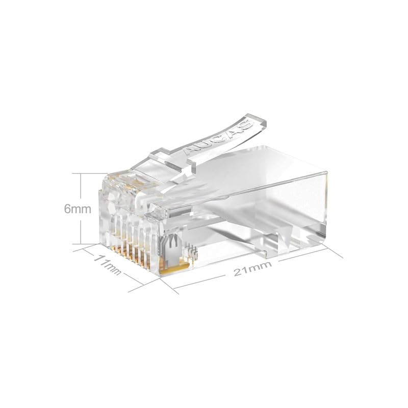 MX RJ45 Cat6 Pass-Through Connector RJ45 Ends, Cat5, Cat5e, Cat6 8P8C RJ45 Connector, Ethernet Cable Crimp Connectors UTP Network Plug Solid Wire and Standard Cable, LAN Crimp (PACK OF 50) - Image 5