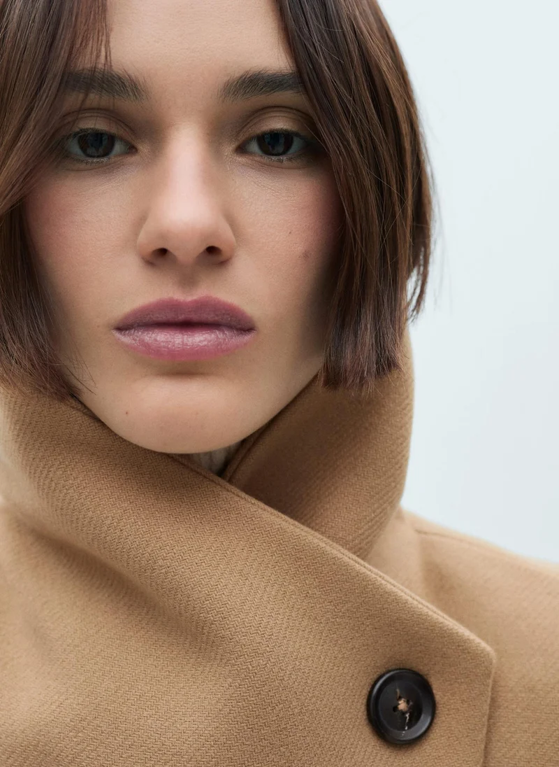 MANGO Belted Manteco Wool Coat