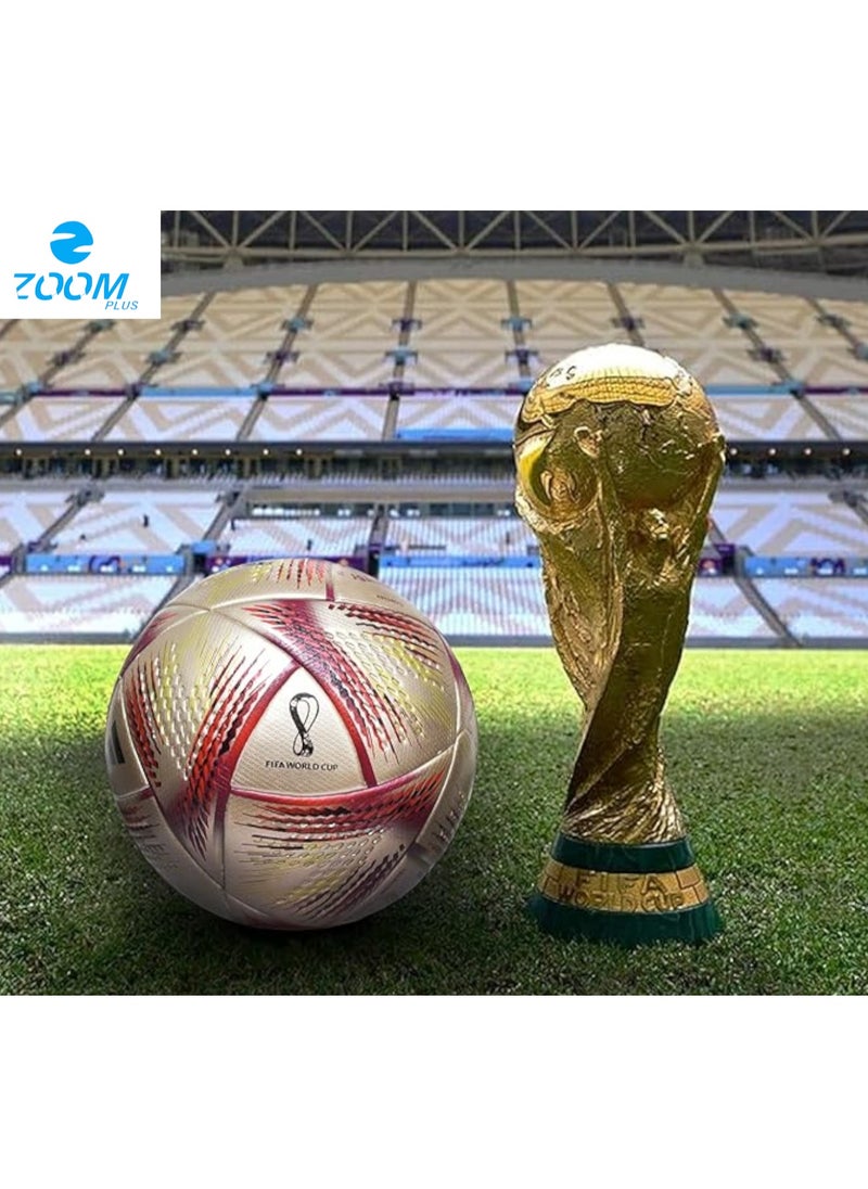 Zoom Plus - AL RIHLA World Cup ball 2022 League Soccer Ball, Pro Football, World Cup Football ball, without Air Size 5 - Image 1