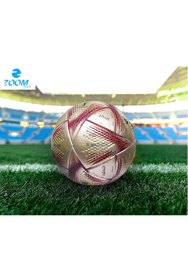 Zoom Plus - AL RIHLA World Cup ball 2022 League Soccer Ball, Pro Football, World Cup Football ball, without Air Size 5 - Image 1