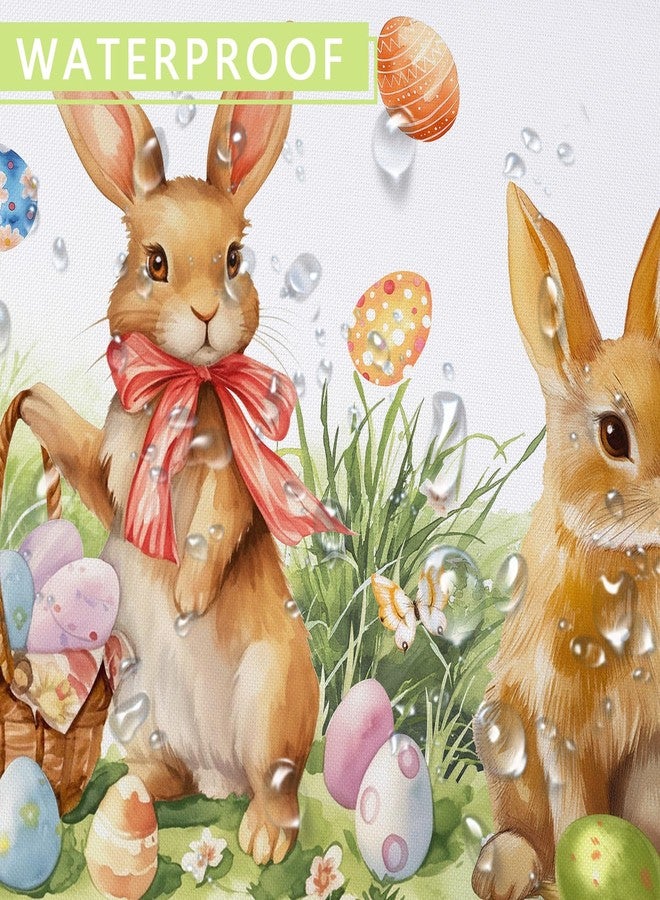 Roszwtit Spring Easter Tablecloth, Easter Eggs Bunny Floral Table Cloth Waterproof, Spring Rabbit Flowers Kitchen Table Decor for Dining Holiday Party 60x102 Inch Rectangle - Image 5
