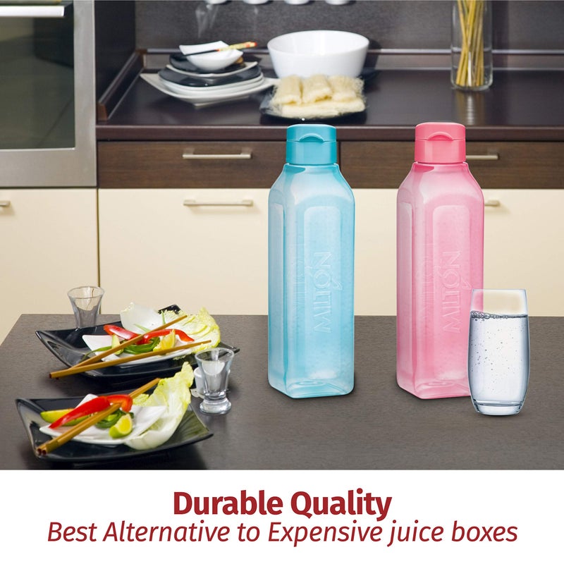 MILTON Sports Water Bottle Square Juice Box 4 Set 17 oz. Great for Juices Milk Smoothies Plastic Wide-Mouth Reusable Leak Proof Drink Bottle/Carton for School Bags Lunch Boxes Gym Flip Lid -BPA Free - Image 5