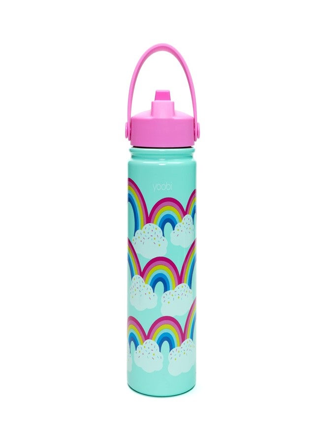 Yoobi Rainbow Sprinkles Stainless Steel Water Bottle 18 oz w/Spill-Proof Lid Straw Dishwasher Safe Adult & Kids Bottle BPA & PVC-Free Leak Proof (Mint Rainbow Sprinkles) - Image 5