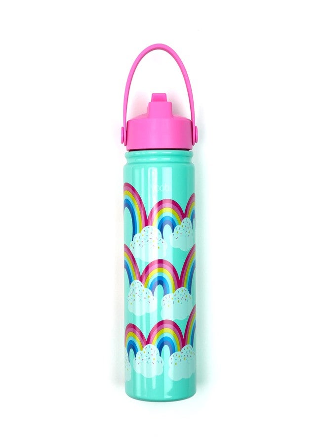 Yoobi Rainbow Sprinkles Stainless Steel Water Bottle 18 oz w/Spill-Proof Lid Straw Dishwasher Safe Adult & Kids Bottle BPA & PVC-Free Leak Proof (Mint Rainbow Sprinkles) - Image 1