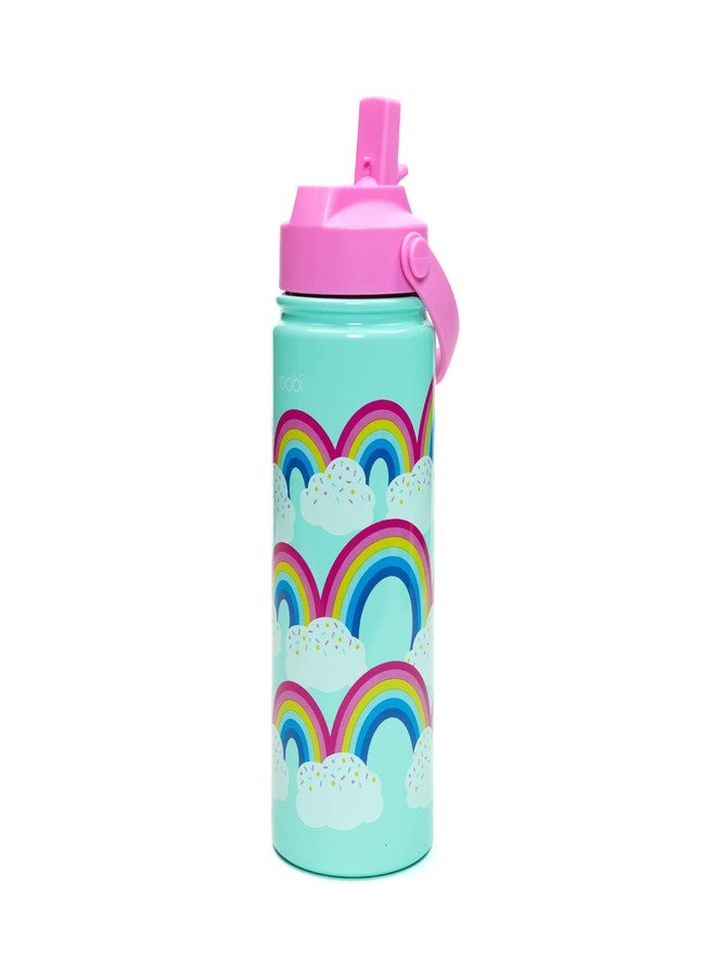 Yoobi Rainbow Sprinkles Stainless Steel Water Bottle 18 oz w/Spill-Proof Lid Straw Dishwasher Safe Adult & Kids Bottle BPA & PVC-Free Leak Proof (Mint Rainbow Sprinkles) - Image 4