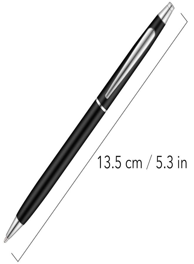 Unibene 6 Pcs Slim Metallic Retractable Ballpoint Pens - Matte Black & Silver, Nice Gift for Business Office Students Teachers Wedding, Medium Point(1 mm) 6 Pack-Black ink - Image 3