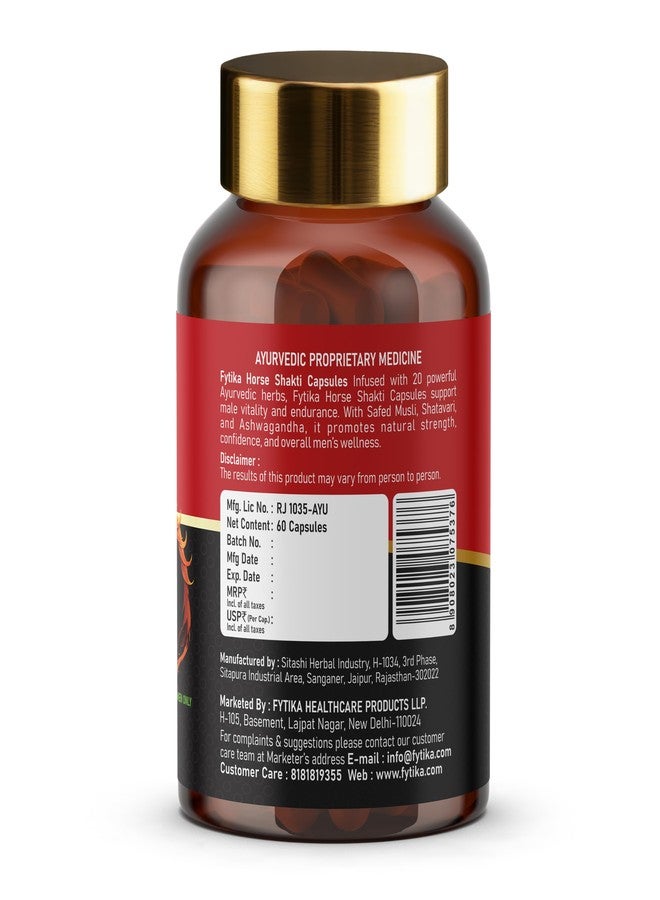 Fytika Horse Shakti Capsules | 20 Potent Ayurvedic Herbs | For Men’s Strength, Stamina & Daily Vitality | 60 Capsules - Image 2