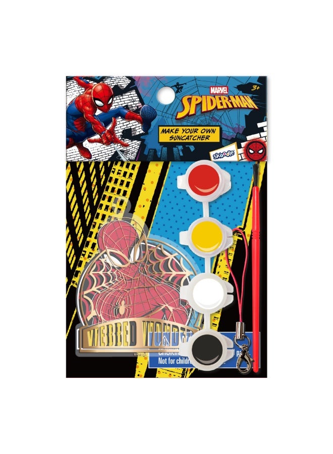 مارفل مجموعة اصنع صائد الشمس الخاص بك للفنون والحرف سبايدر مان من مارفل للأطفال - نشاط سبايدر مان مع طلاء وفرشاة - هدية ممتعة وإبداعية لعمر 3+ سنوات - Image 1