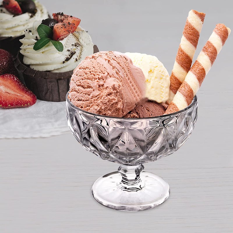 Ezalla Glass Classic Dessert Bowl Set of 6 Crystal Serving Bowls for Ice Cream Pudding Mocktails Cocktails and Fruit Salad 170ml - Image 2