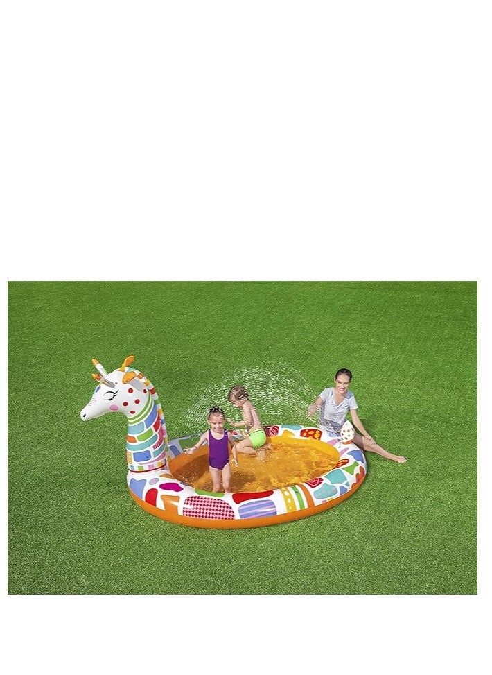 Groovy Giraffe Sprayer Pool – Inflatable Kiddie Pool with Built-in Water Sprayer for Outdoor Summer Fun