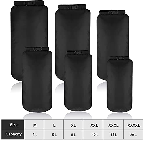 Shappy 6 Pcs Waterproof Dry Bag Set Ultralight Stuff Sack 201510853L Backpacking Bag with Long Adjustable Strap Outdoor Keep Gear Dry Sack for Camping Kayaking Boating Hiking TravelArmy Green - Image 3