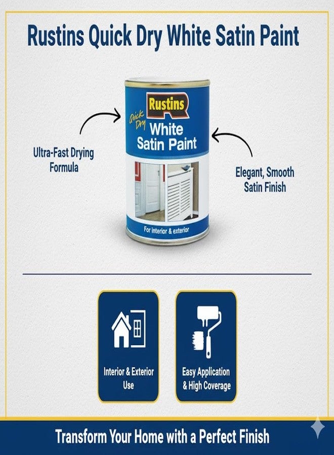Rustins White Satin Paint 250ml - Image 4