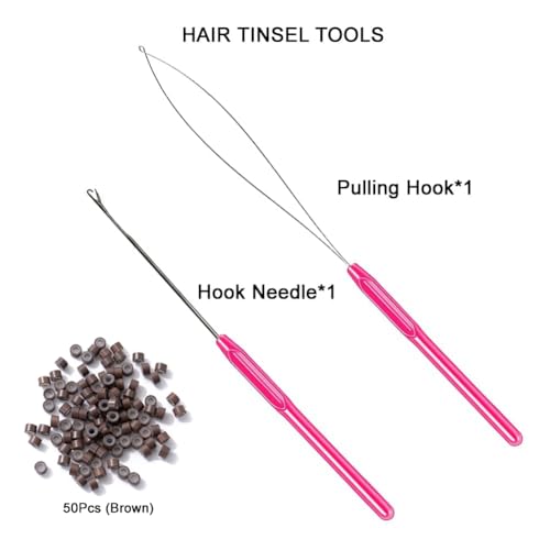 MISSUHUI Rainbow Fairy Hair Tinsel Kit With Tools 47 Inch 1200 Strands Glitter Tinsel Hair Extensions Sparkling Shiny Hair Tinsel Strands Kit Heat Resistant for Women Girls Children 6Pcs (Rainbow Set) - Image 5